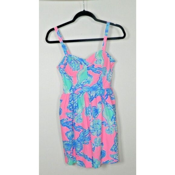 LILLY‎ PULITZER Dress Size 2  Pink Pout Barefoot Princess Seashell Cotton - Picture 2 of 12